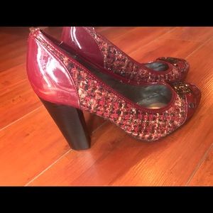 Burgundy weaved Tommy Hilfiger heel